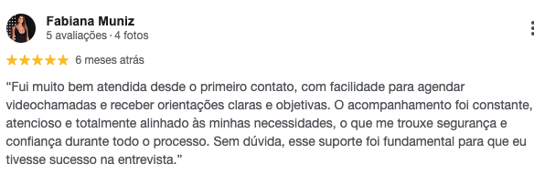 Avaliação de cliente da CAV Vistos publicada no Google